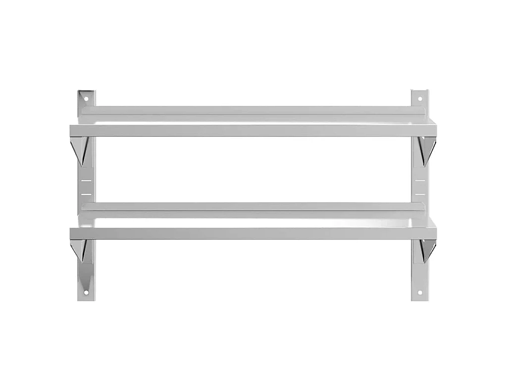 Wandregal mit 2 Böden 100x30x60 cm Silbern Edelstahl