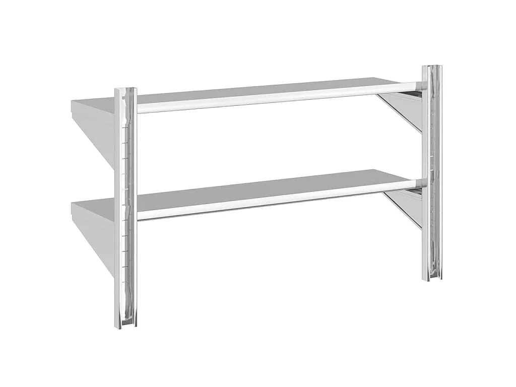 Wandregal mit 2 Böden 100x30x60 cm Silbern Edelstahl