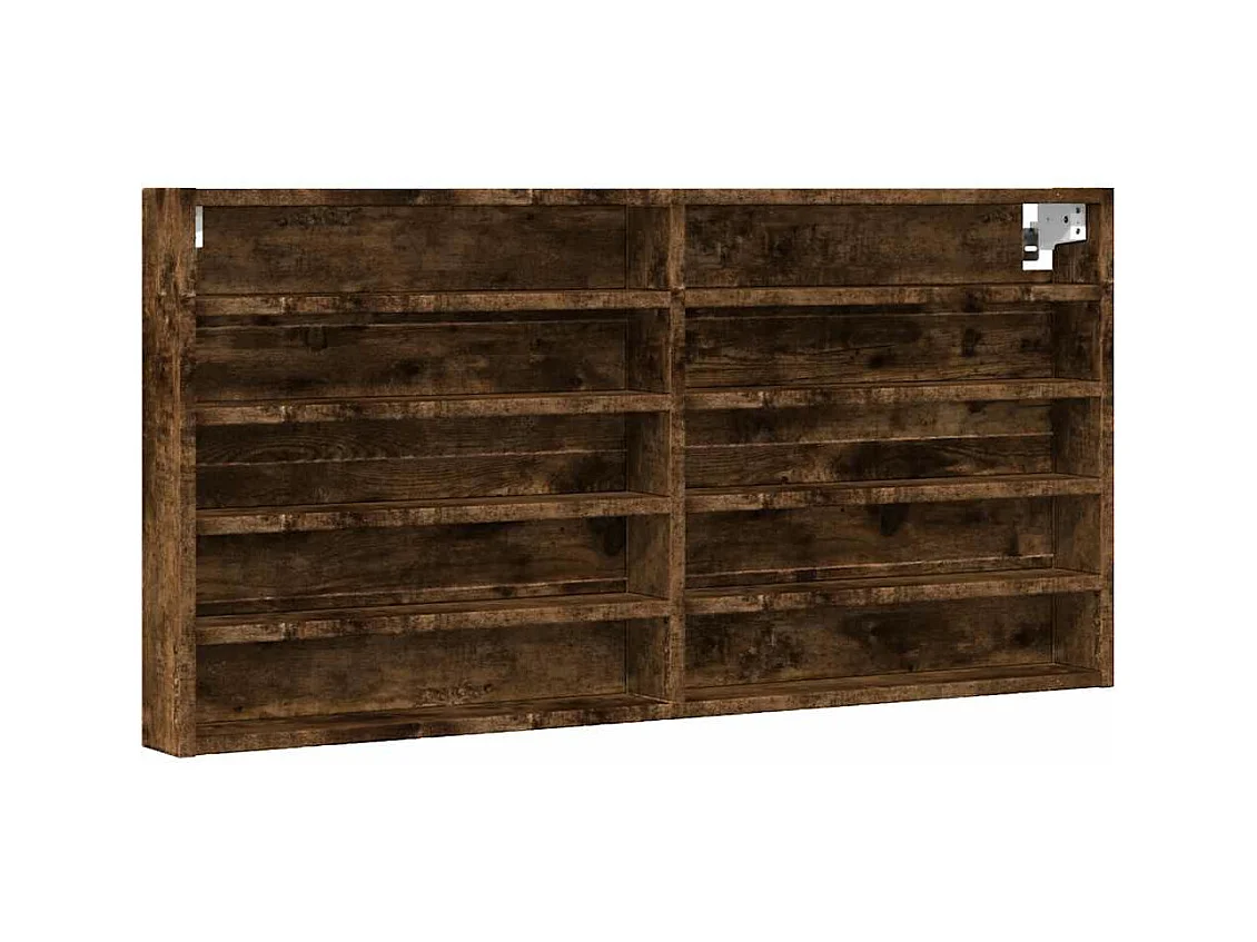 Vitrinekast 100x8,5x50 cm bewerkt hout gerookt eikenkleurig