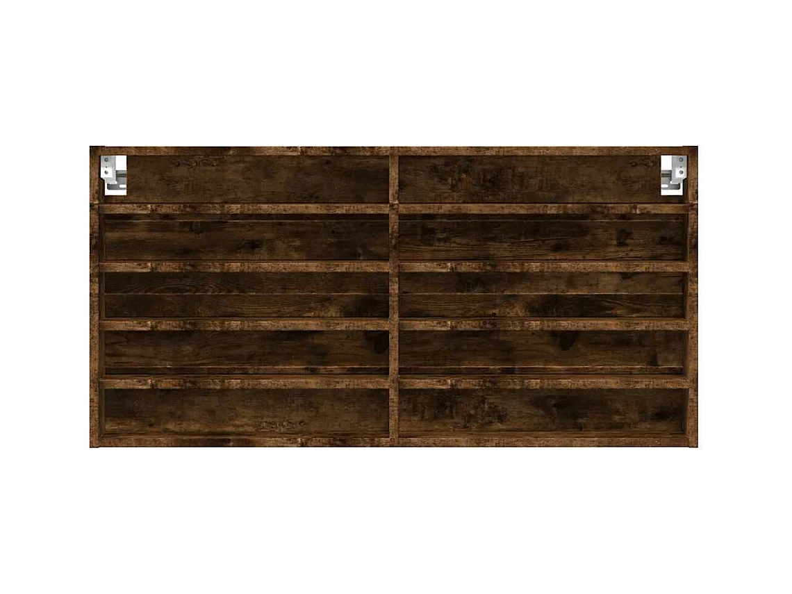 Vitrinekast 100x8,5x50 cm bewerkt hout gerookt eikenkleurig