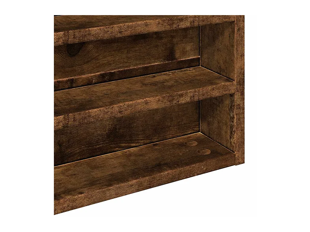 Vitrinekast 100x8,5x50 cm bewerkt hout gerookt eikenkleurig