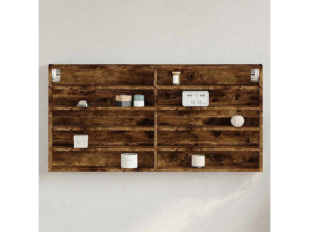 Armadietto Vetrina Rovere Fumo 100x8,5x50 cm Legno Multistrato