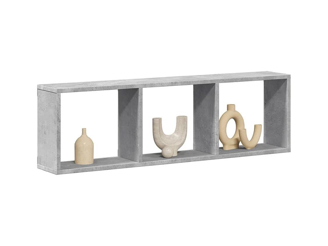 Wandkast 100x16x30 cm bewerkt hout betongrijs