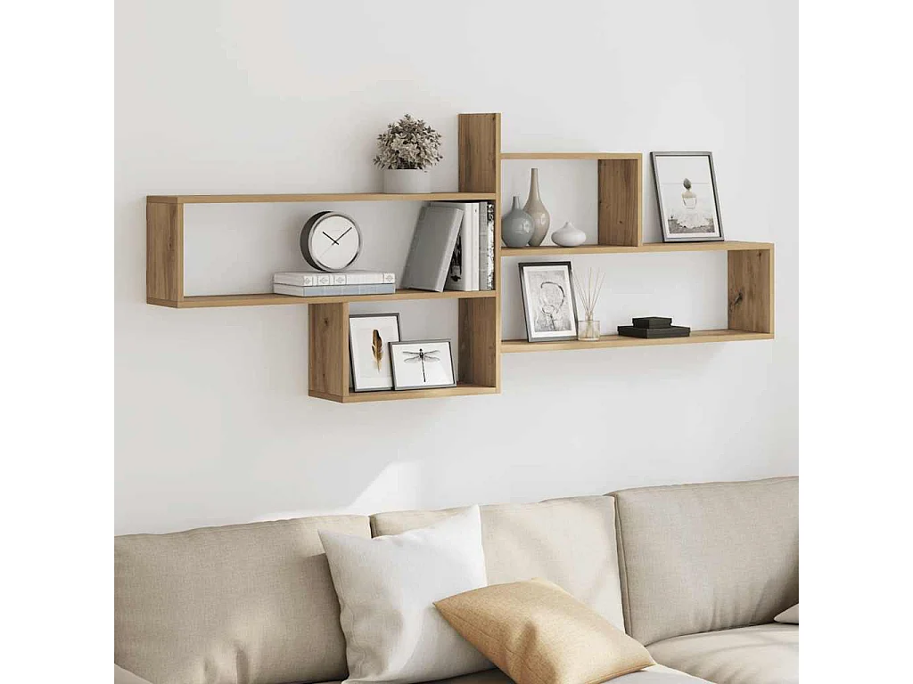 Wandschap 167,5x18x68 cm bewerkt hout artisanaal eikenkleurig