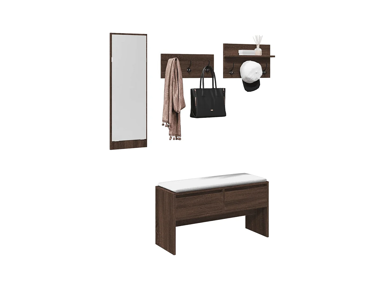 Ensemble de meubles de couloir 4 pcs chêne marron