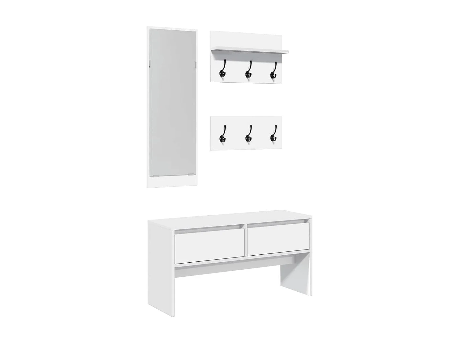 Set Mobili da Ingresso 4 pz Bianco in Legno Multistrato
