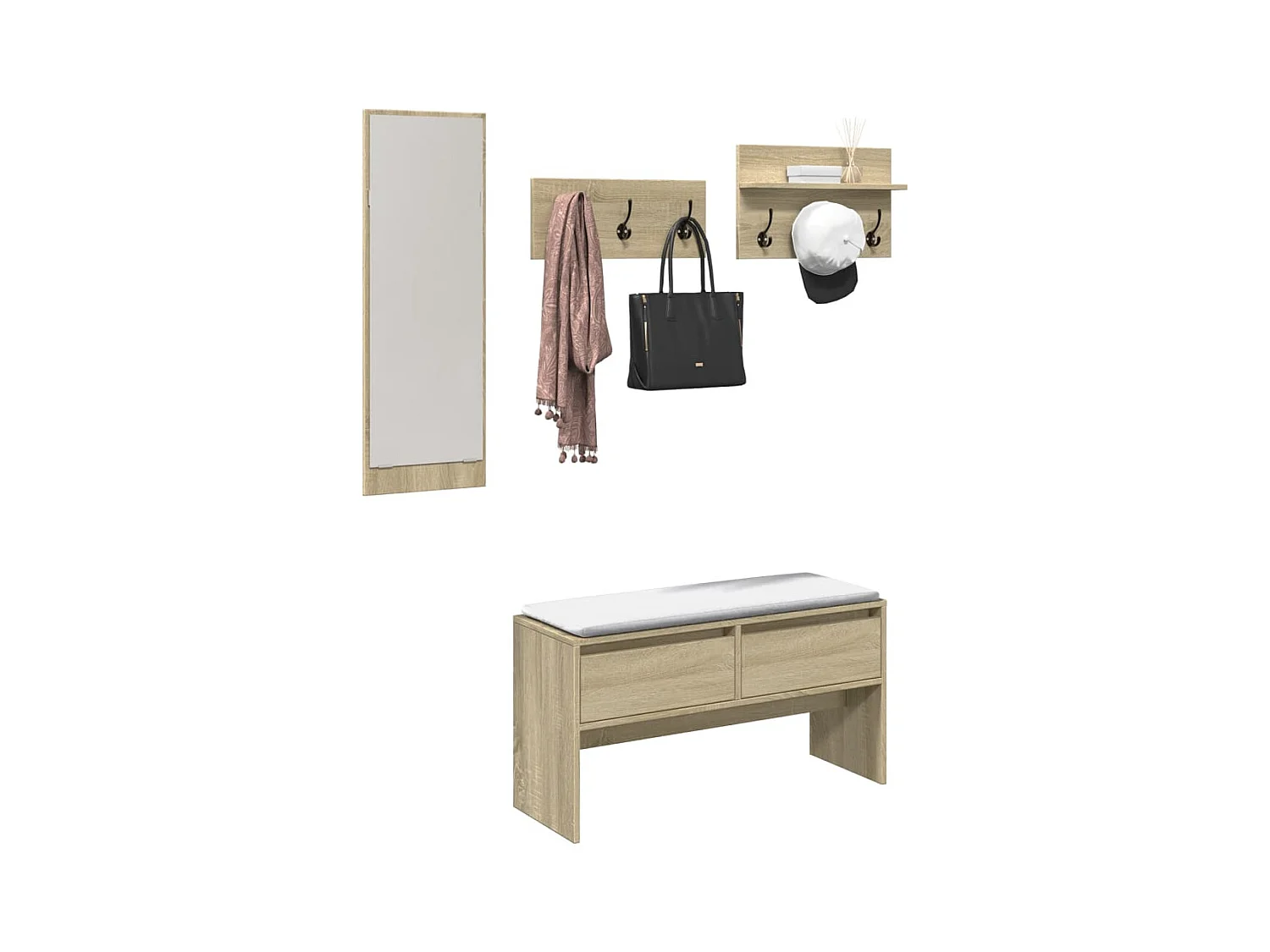 Ensemble de meubles de couloir 4 pcs chêne sonoma