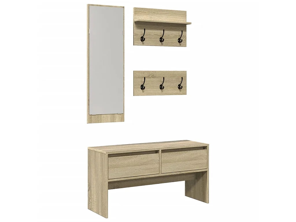 Set Mobili da Ingresso 4 pz Rovere Sonoma in Legno Multistrato