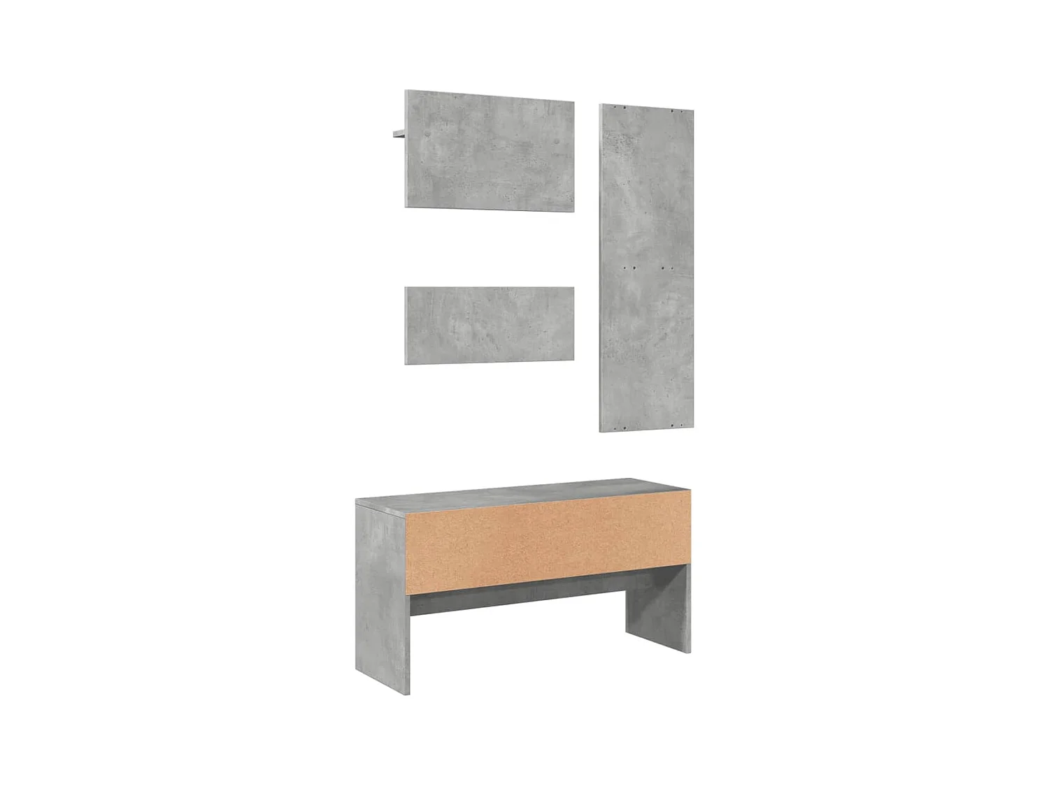 Ensemble de meubles de couloir 4 pcs gris béton bois ingénierie