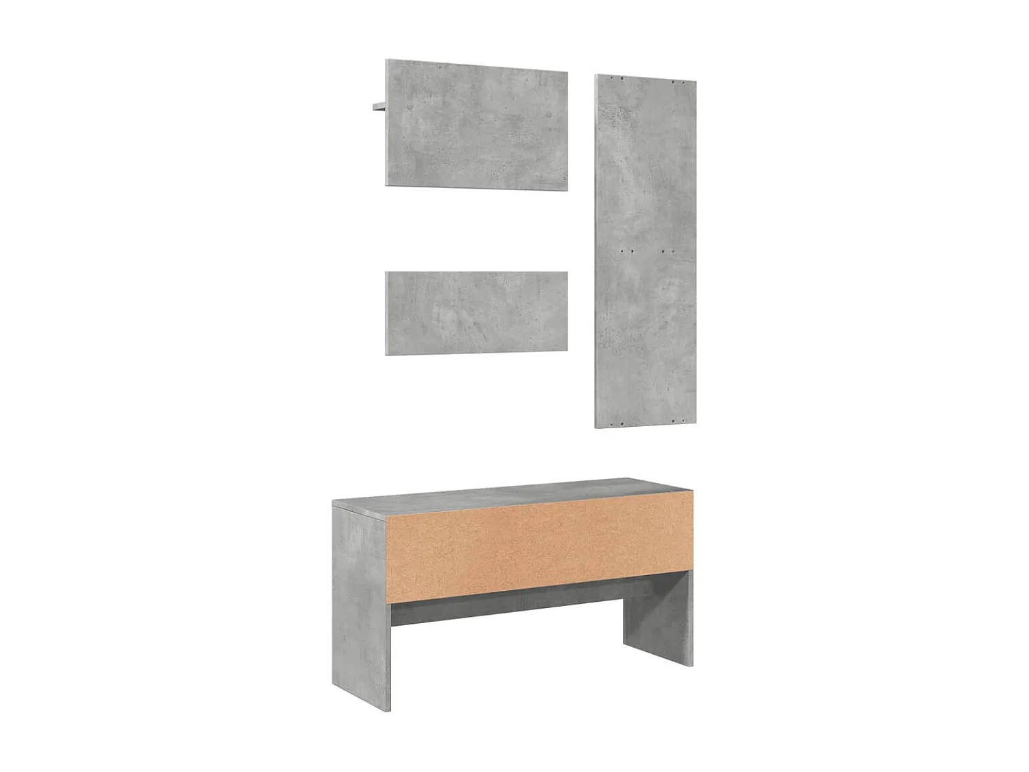 Ensemble de meubles de couloir 4 pcs gris béton bois ingénierie