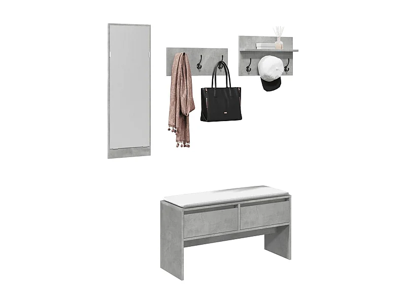 Muebles de recibidor 4 pzas madera de ingeniería gris hormigón