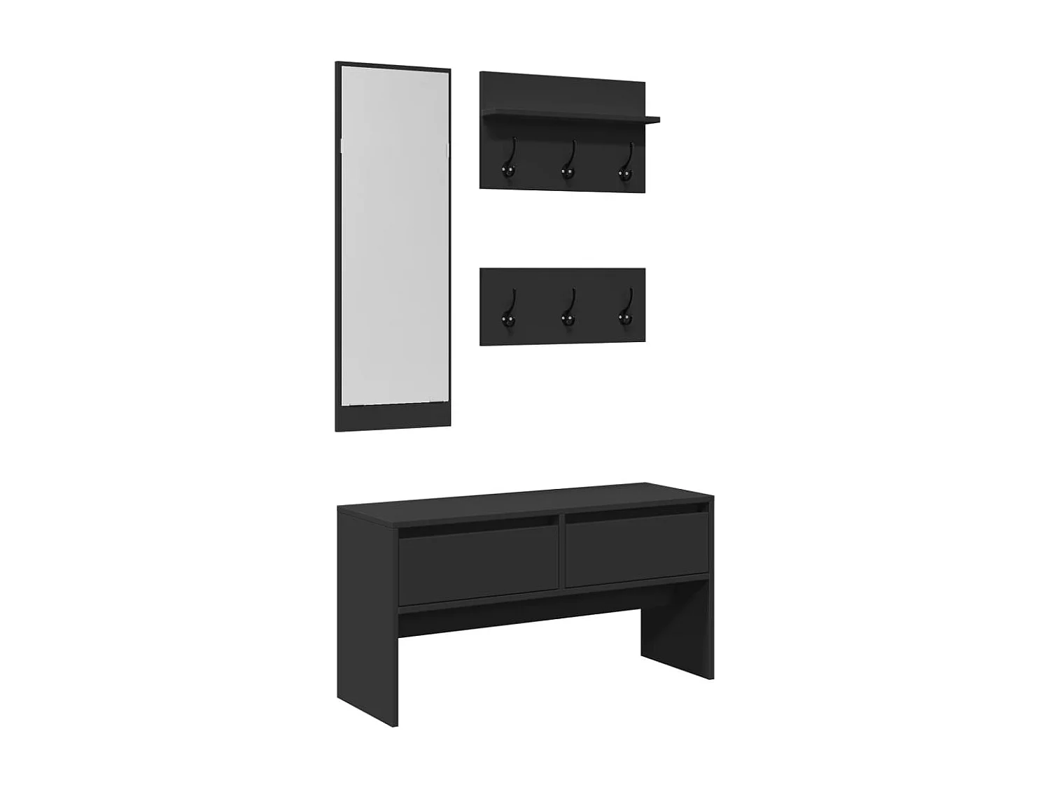 Set de muebles de recibidor 4 piezas madera de ingeniería negro