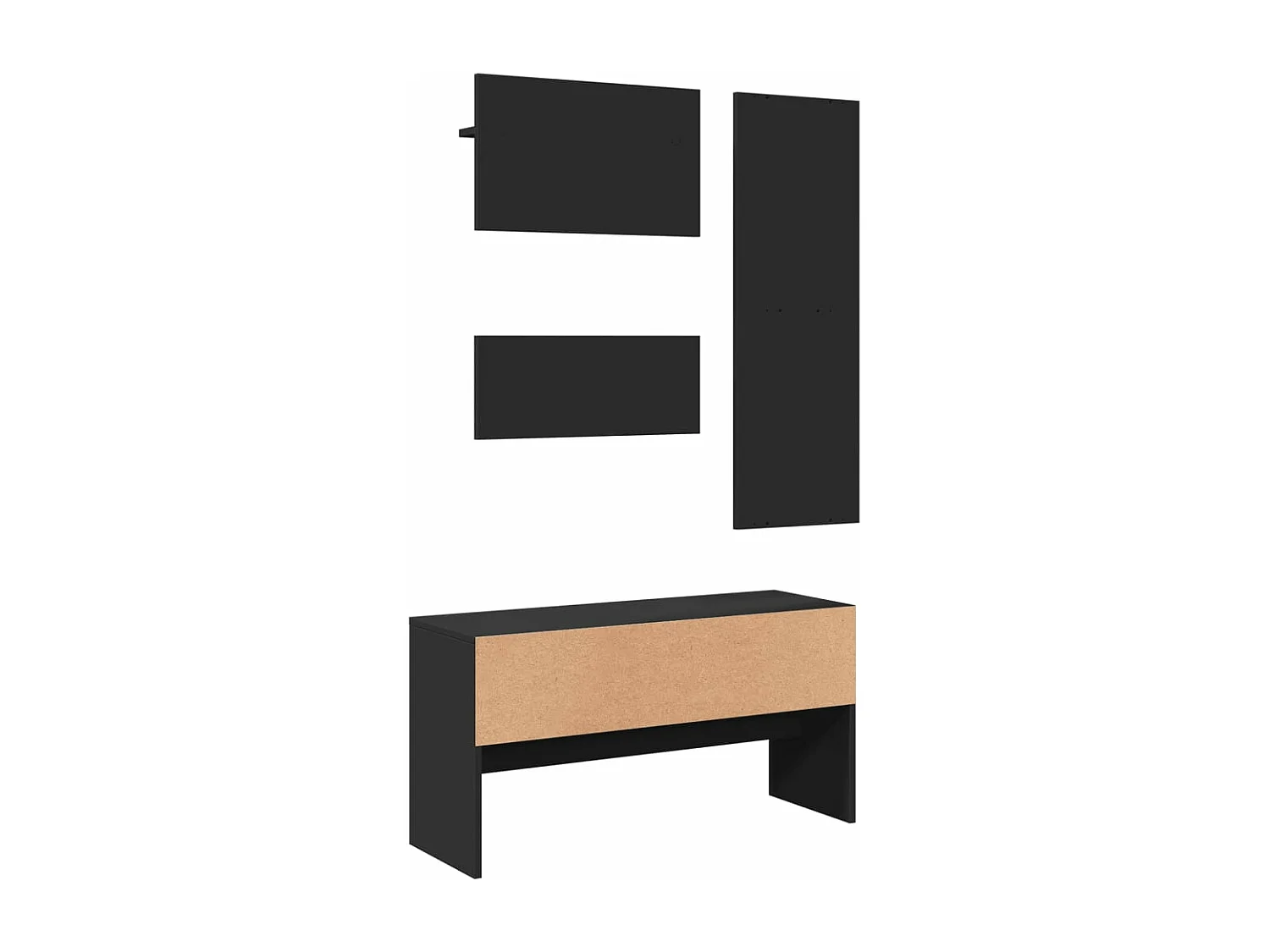 Set de muebles de recibidor 4 piezas madera de ingeniería negro