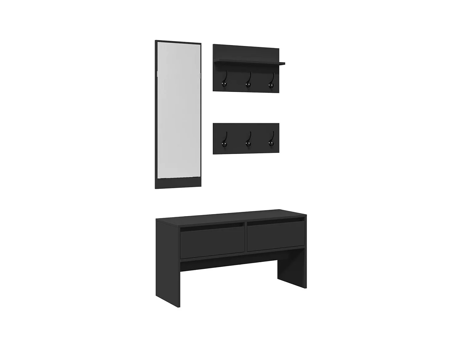 Set Mobili da Ingresso 4 pz Nero in Legno Multistrato