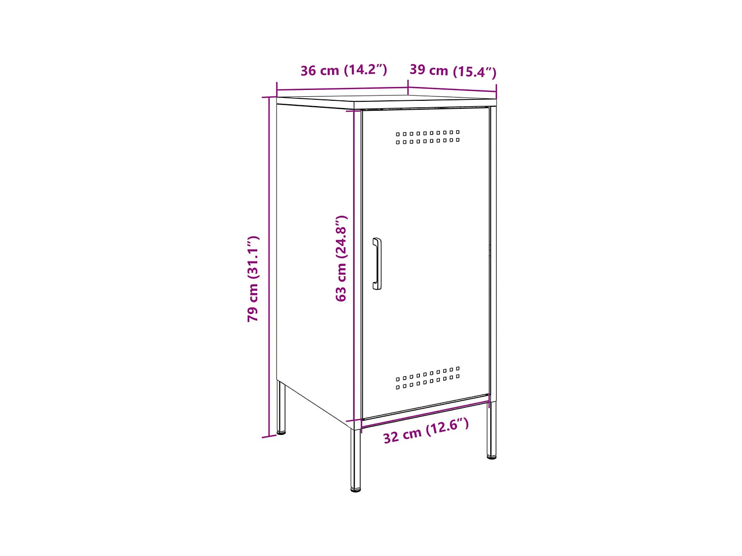 Buffets 2 pcs noir 36x39x79 cm acier