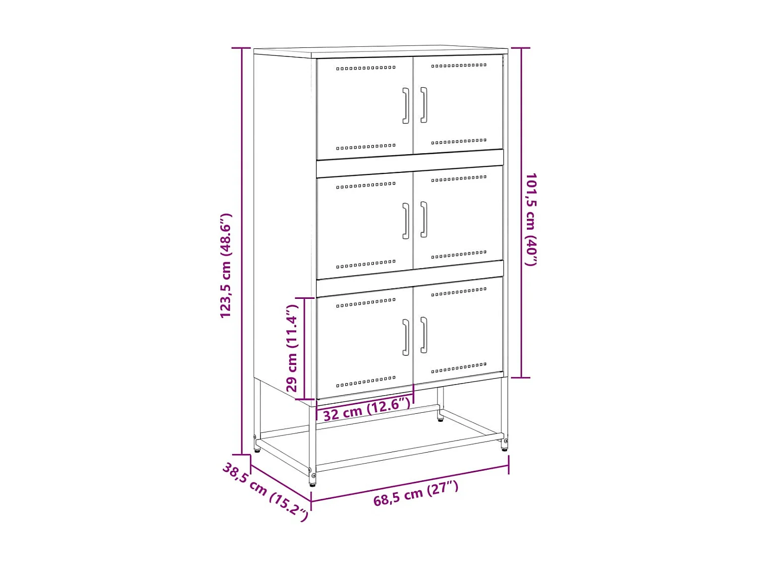 Buffet vert olive 68,5x38,5x123,5 cm acier