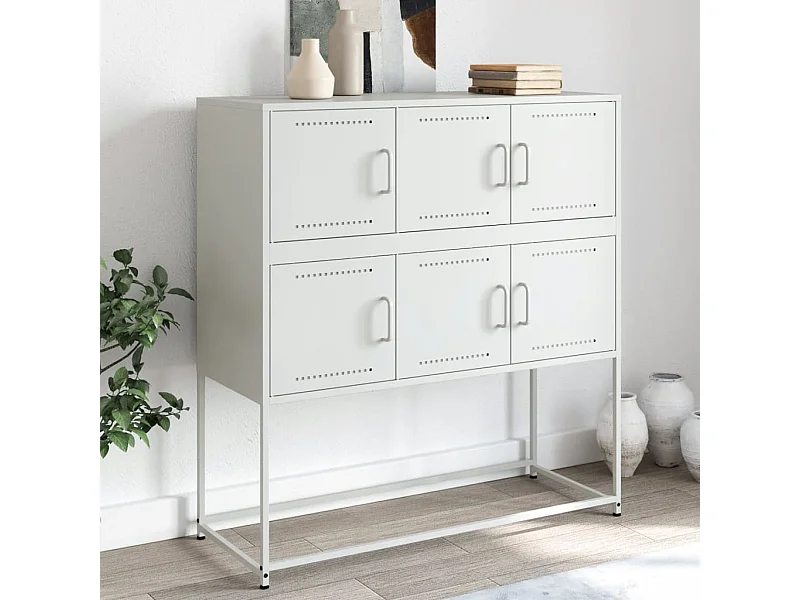 Dressoir 100,5x39x107 cm staal wit