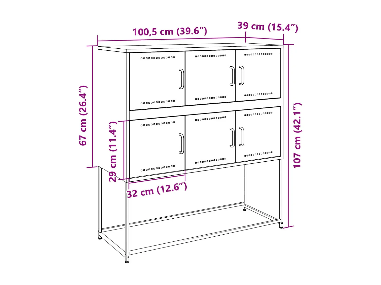 Buffet blanc 100,5x39x107 cm acier