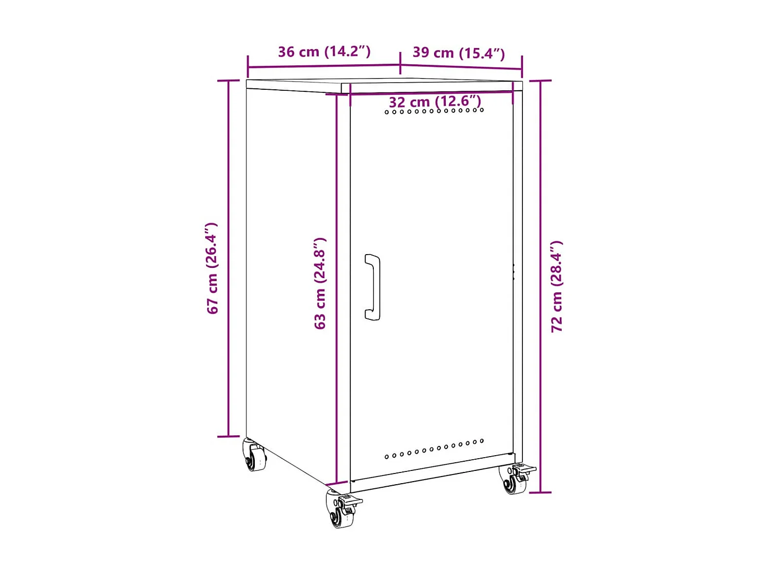 Buffet blanc 36x39x72 cm acier
