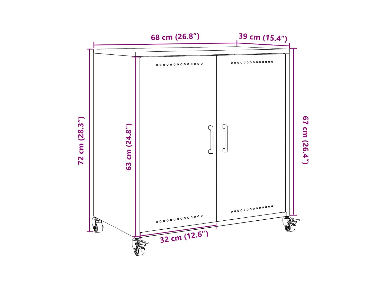 Buffet vert olive 68x39x72 cm acier