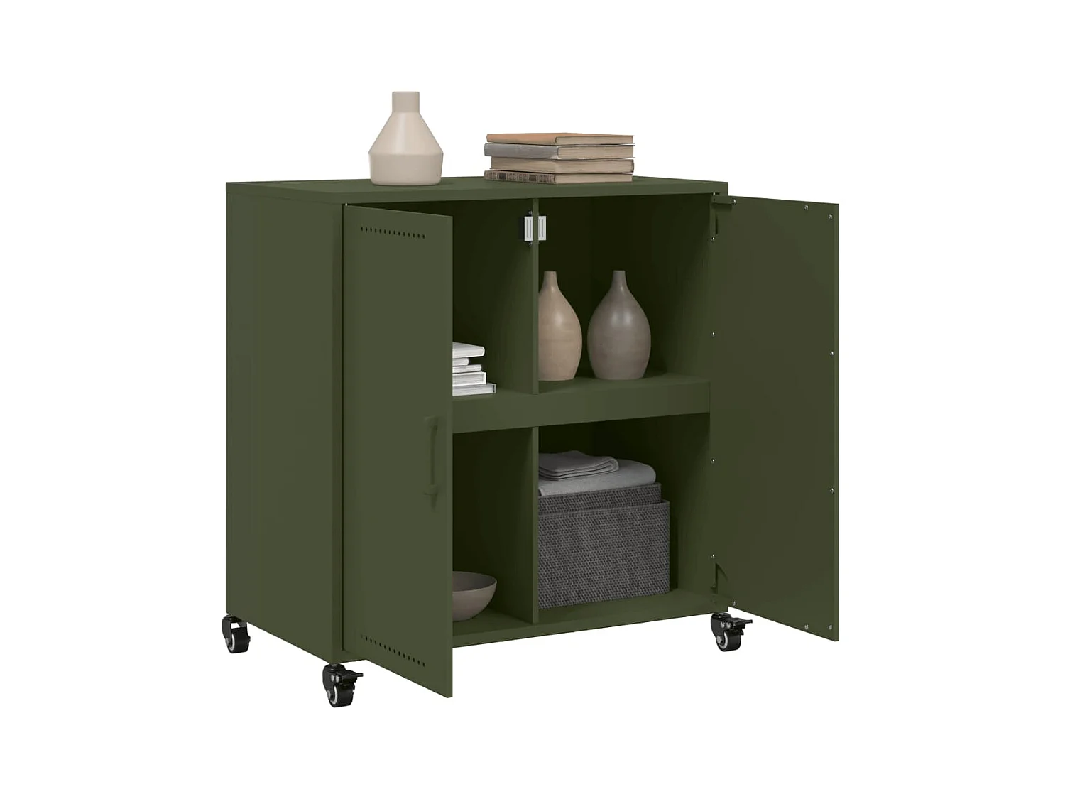 Buffet vert olive 68x39x72 cm acier