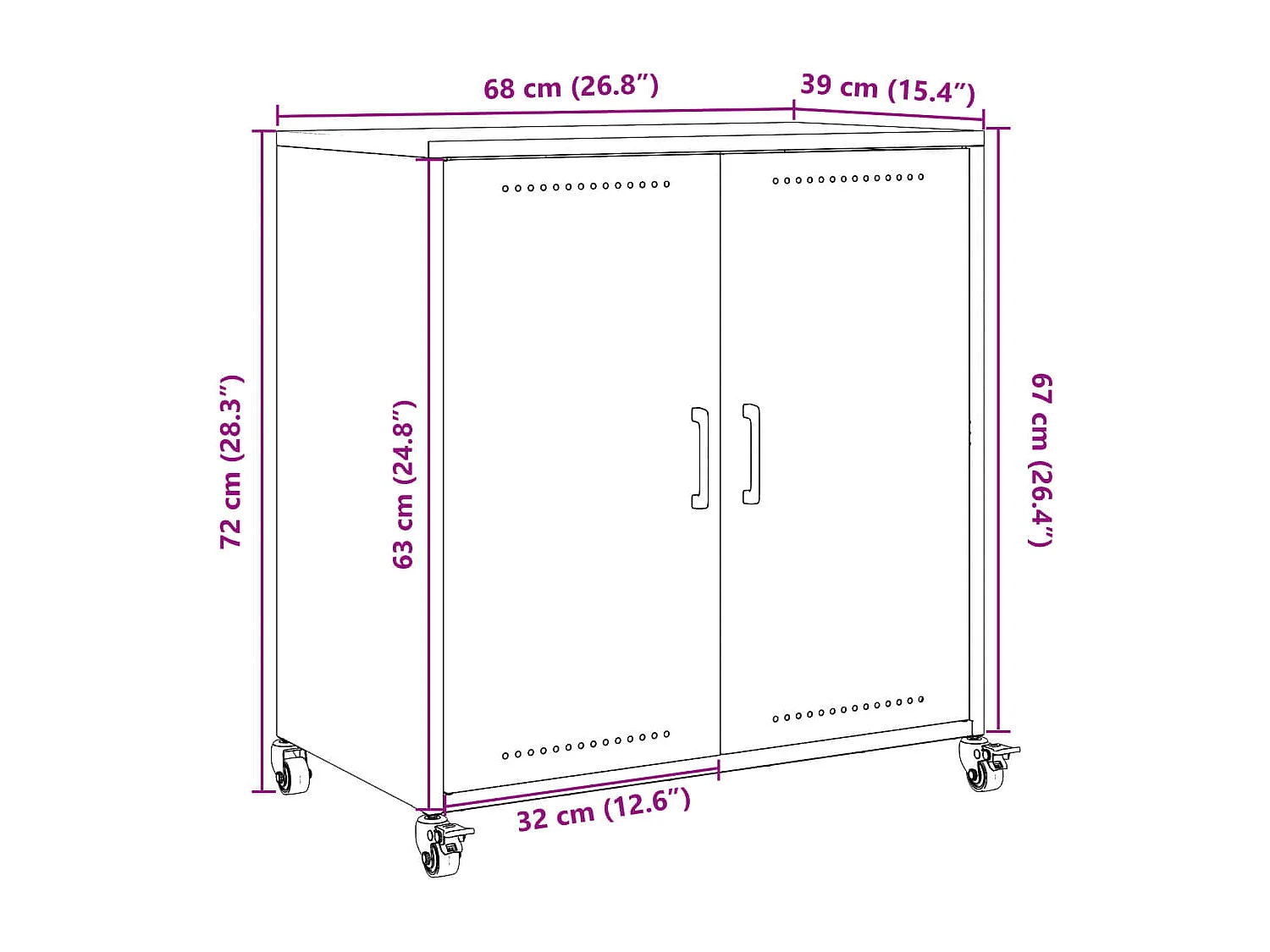 Buffet vert olive 68x39x72 cm acier