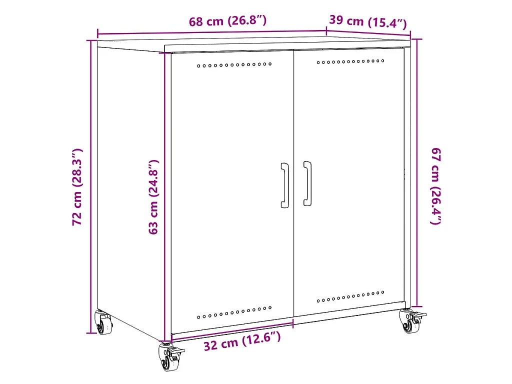 Buffet vert olive 68x39x72 cm acier