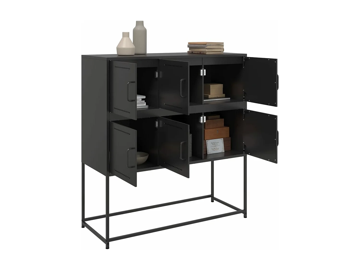 Dressoir 100,5x39x107 cm staal zwart