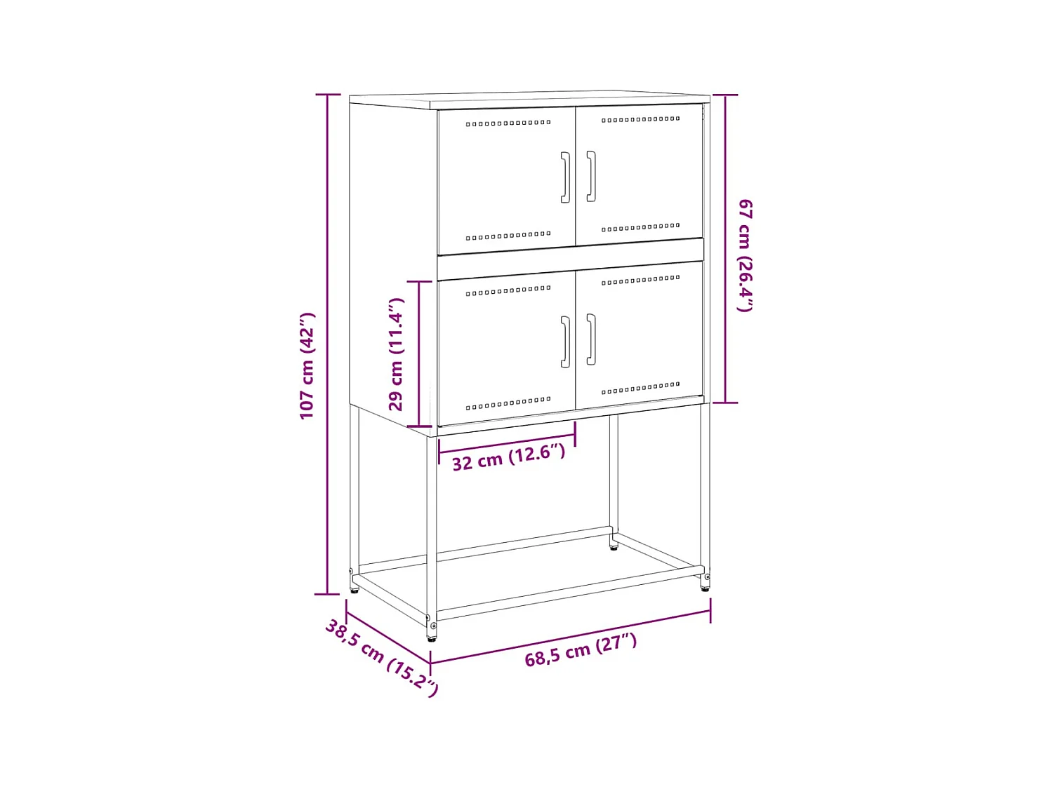 Buffet jaune moutarde 68,5x38,5x107 cm acier