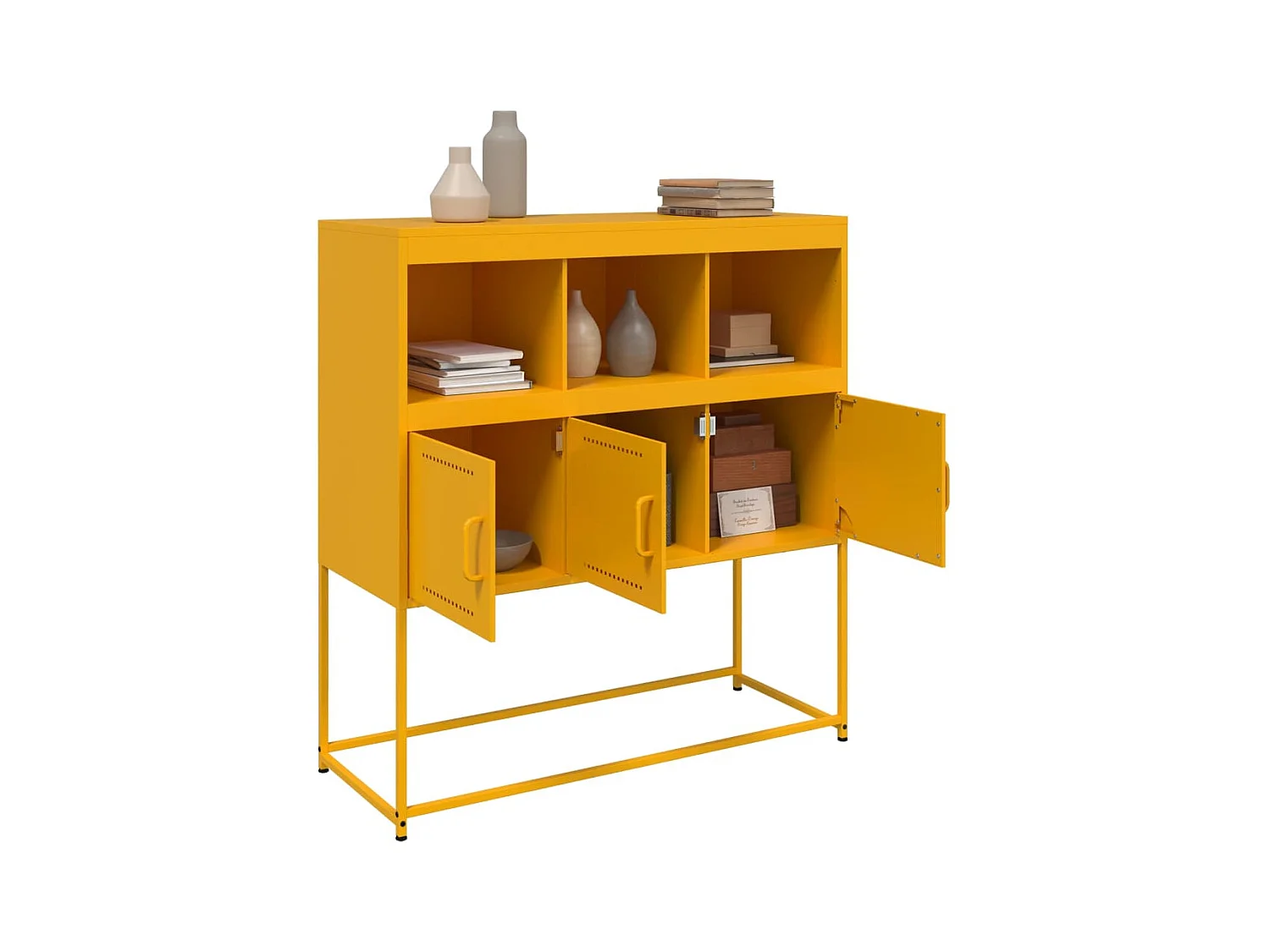 Dressoir 100,5x39x107 cm staal mosterdgeel