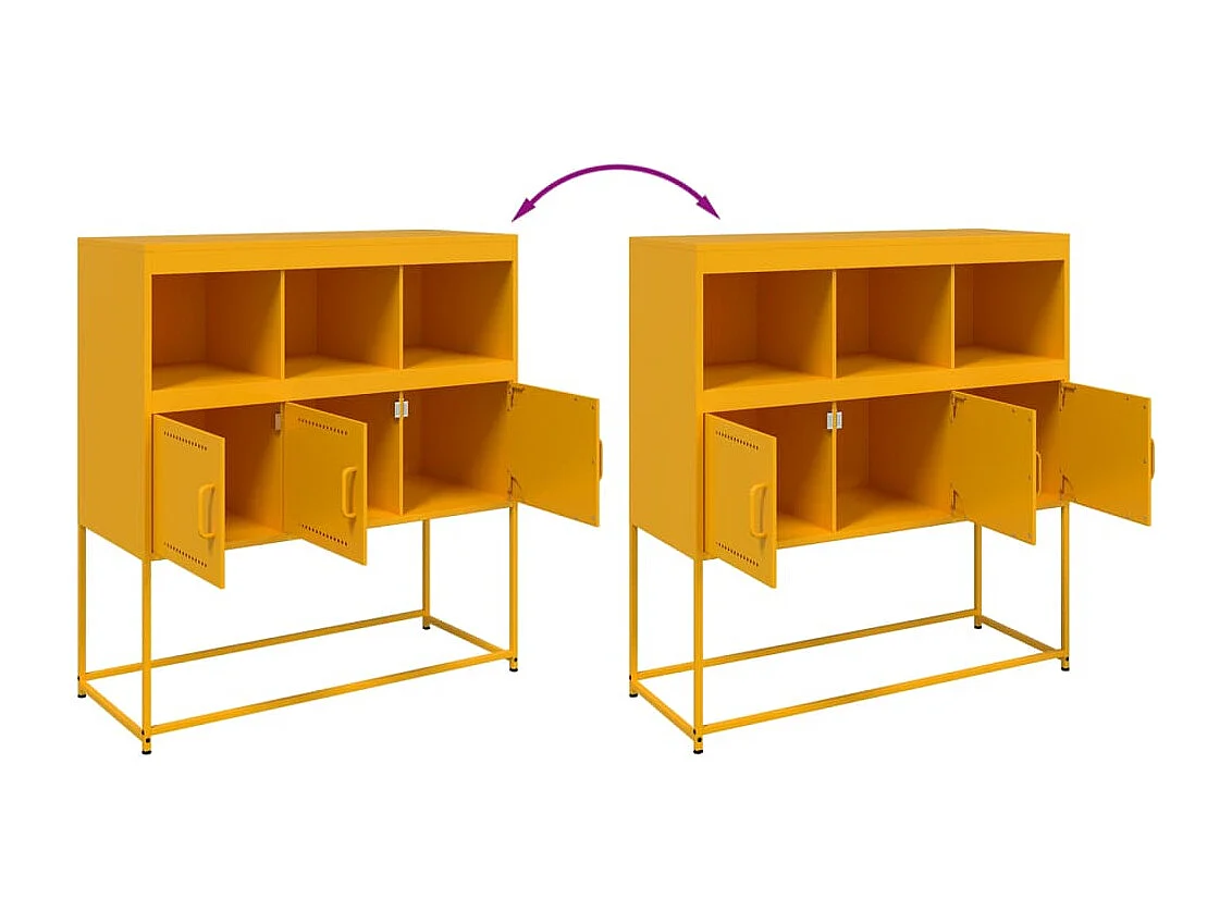 Dressoir 100,5x39x107 cm staal mosterdgeel