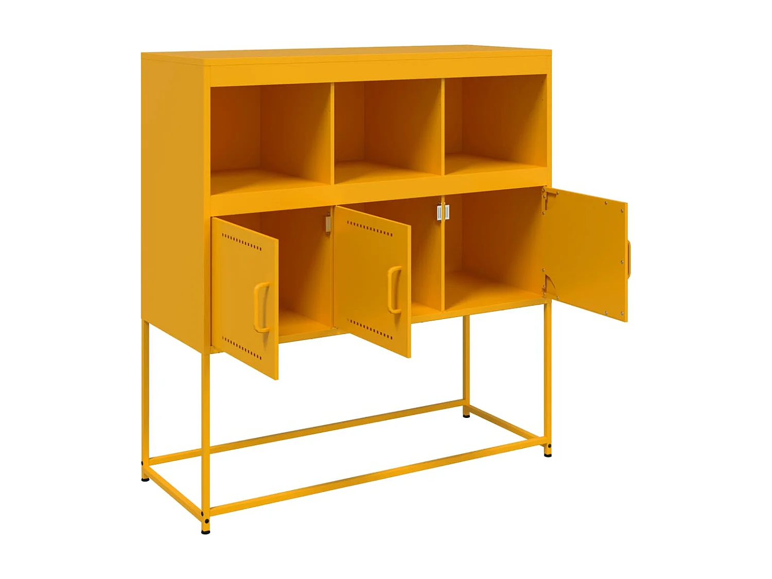 Dressoir 100,5x39x107 cm staal mosterdgeel