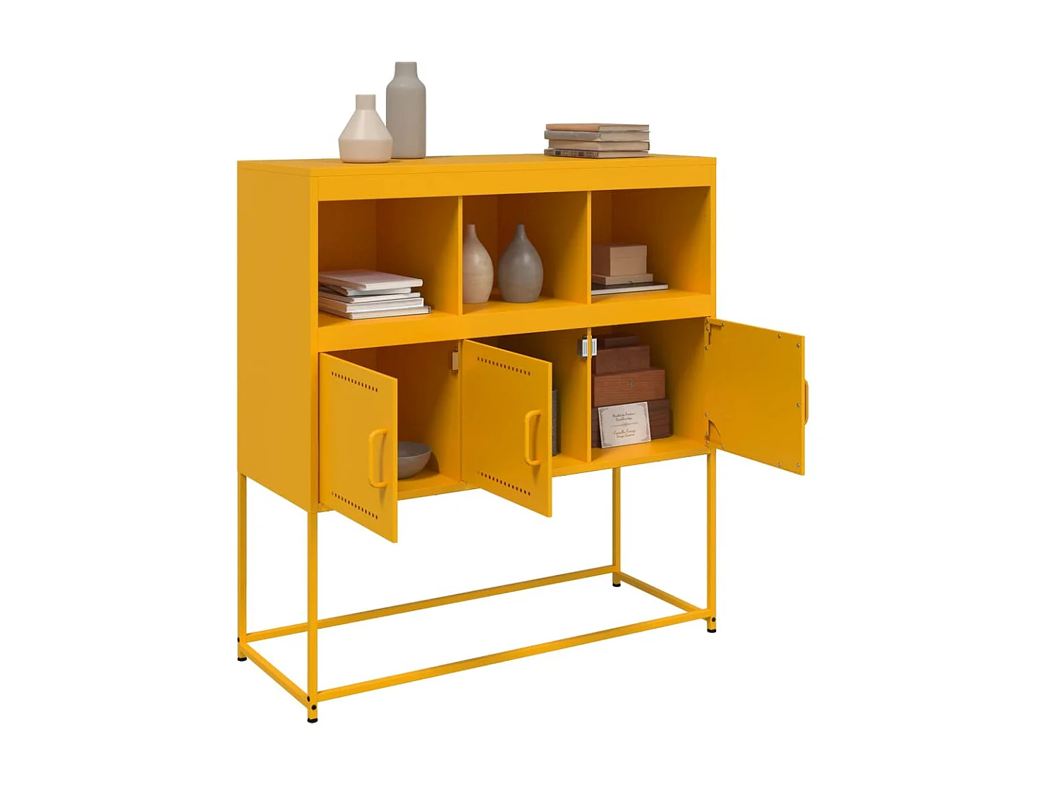 Buffet jaune moutarde 100,5x39x107 cm acier