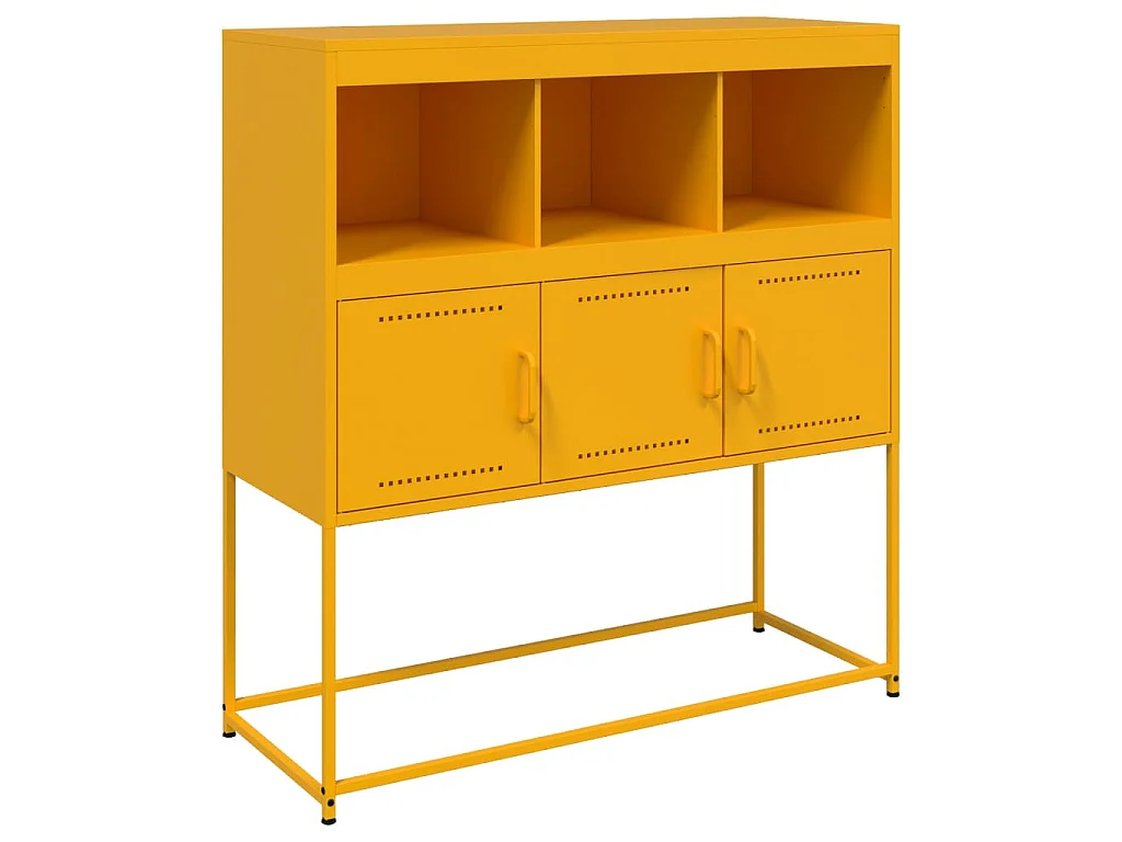 Dressoir 100,5x39x107 cm staal mosterdgeel