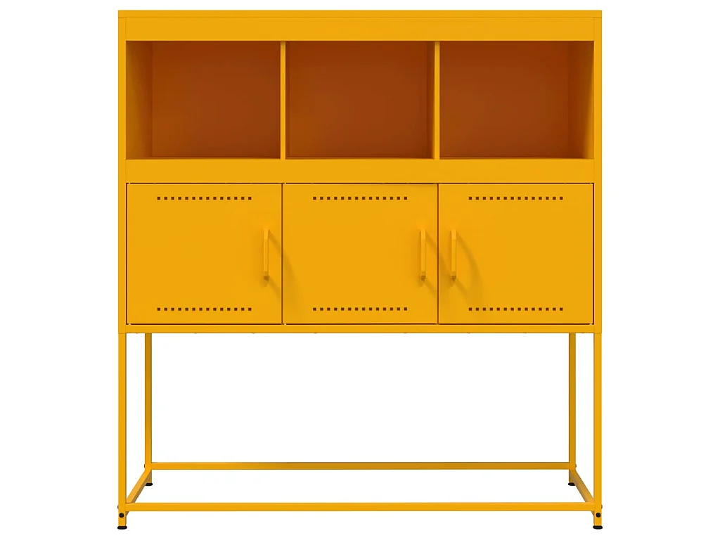 Dressoir 100,5x39x107 cm staal mosterdgeel