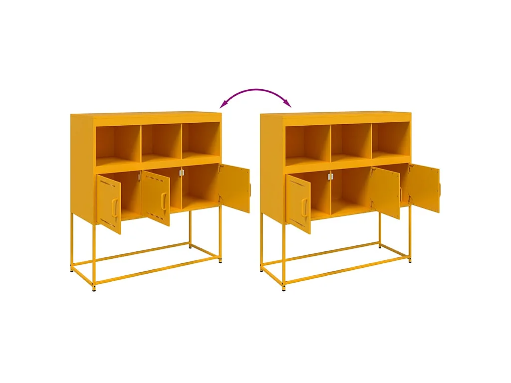 Dressoir 100,5x39x107 cm staal mosterdgeel