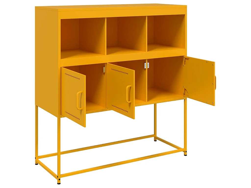 Dressoir 100,5x39x107 cm staal mosterdgeel