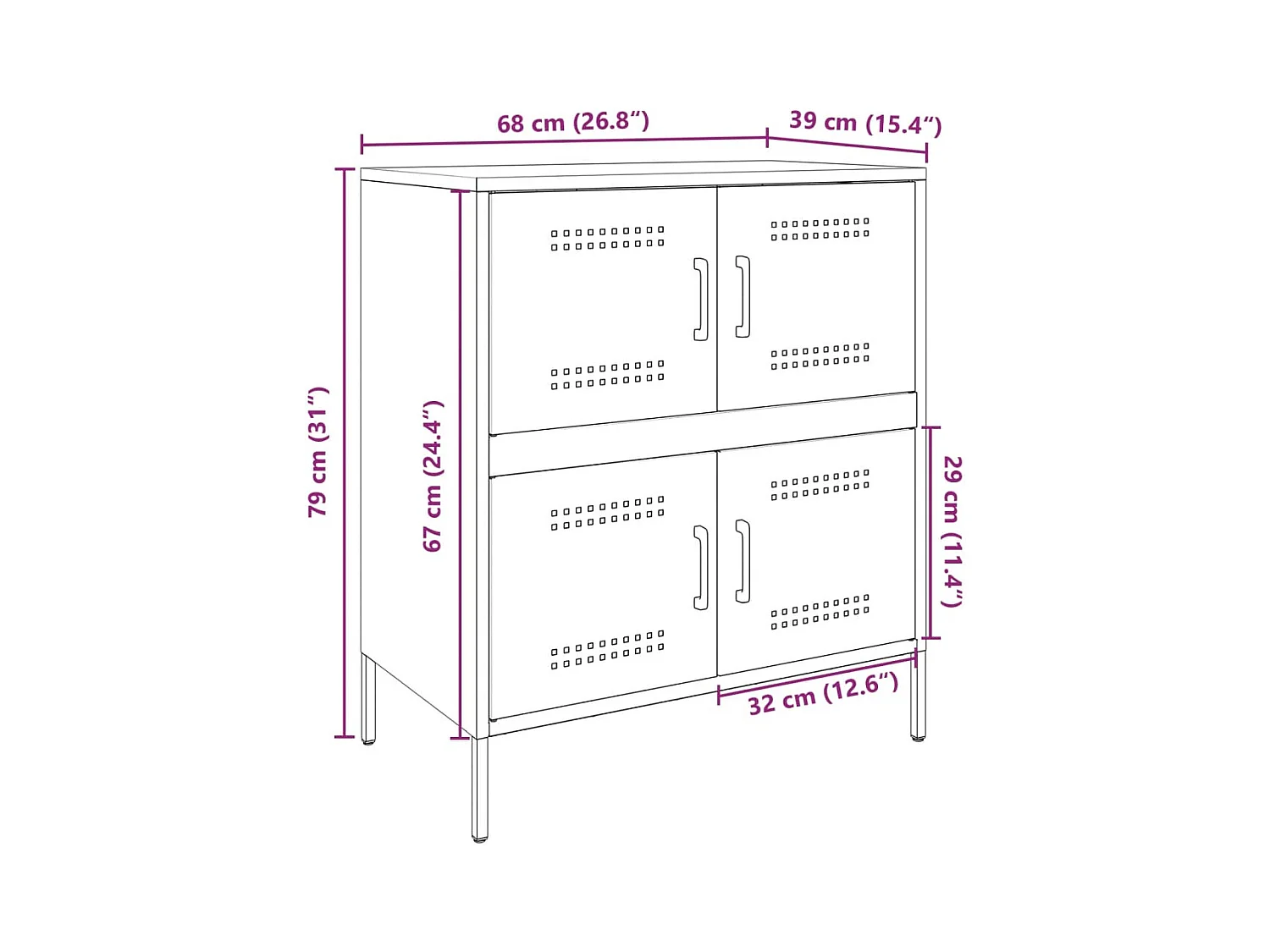 Buffet vert olive 68x39x79 cm acier