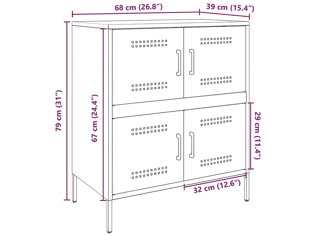 Buffet vert olive 68x39x79 cm acier
