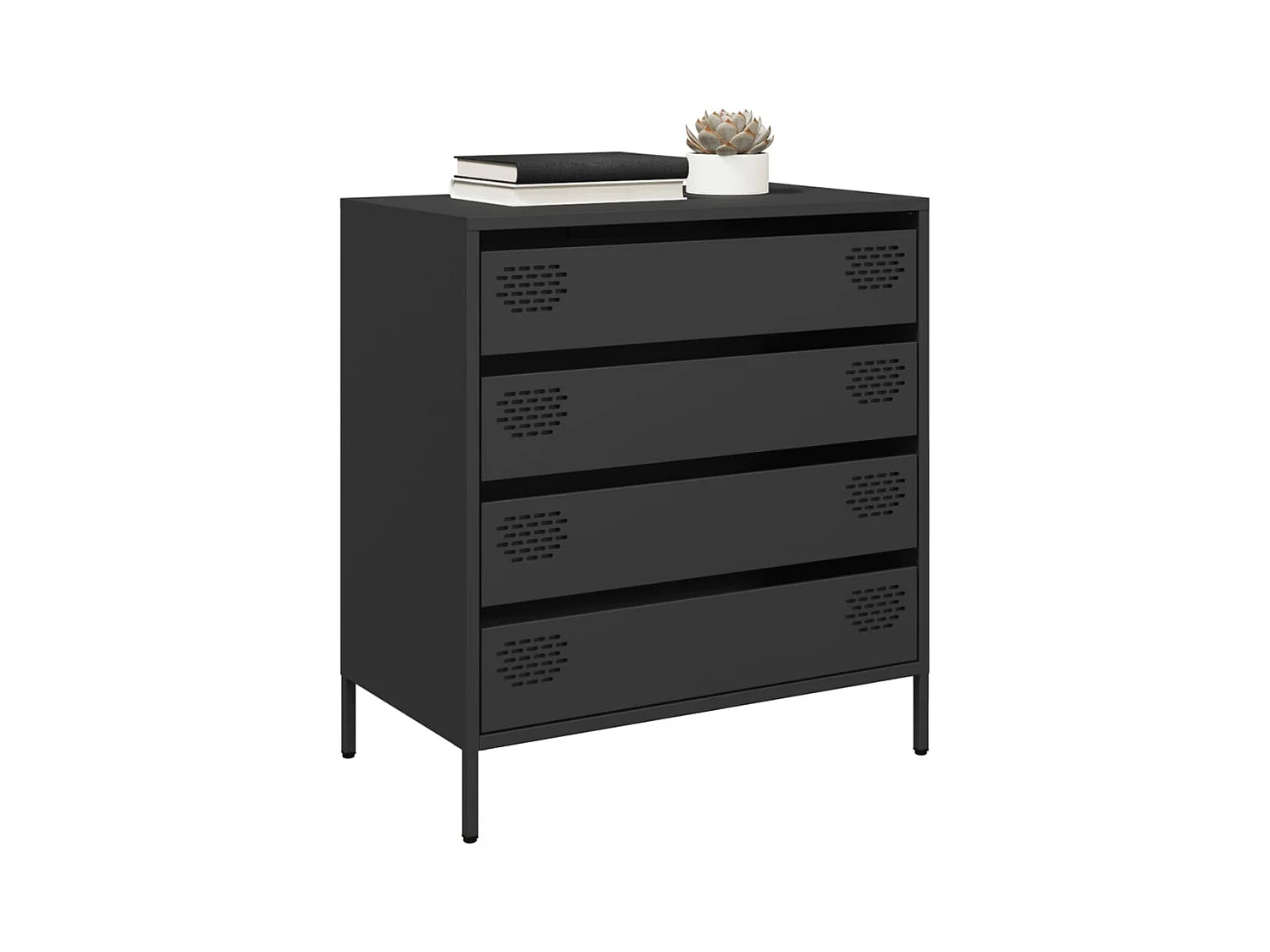 Credenza Nera 68x39x73,5 cm in Acciaio Laminato a Freddo