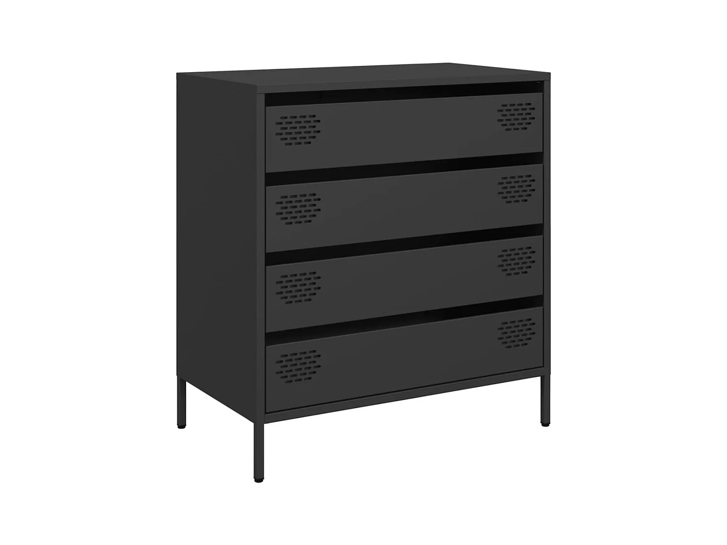 Credenza Nera 68x39x73,5 cm in Acciaio Laminato a Freddo