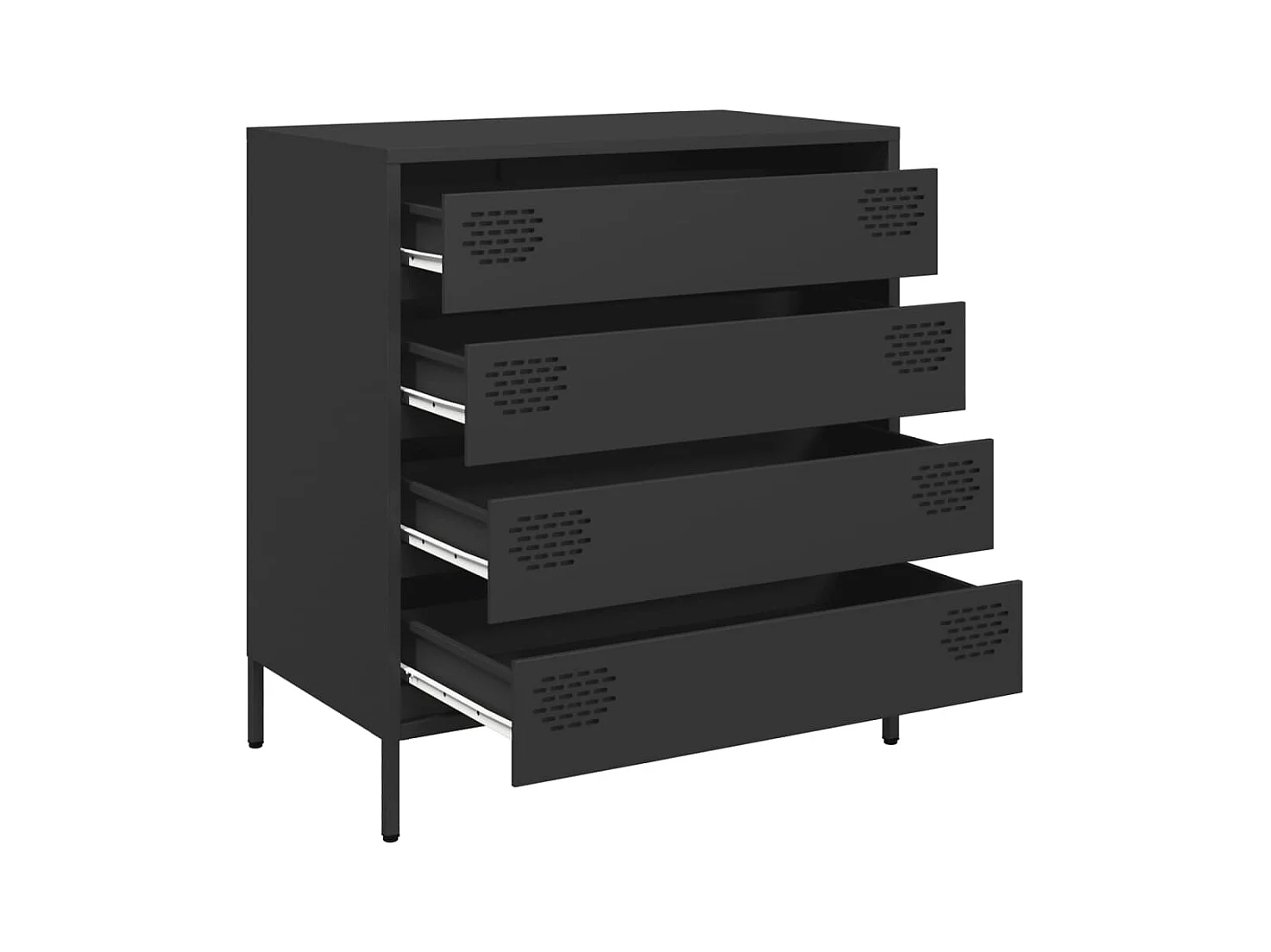 Credenza Nera 68x39x73,5 cm in Acciaio Laminato a Freddo