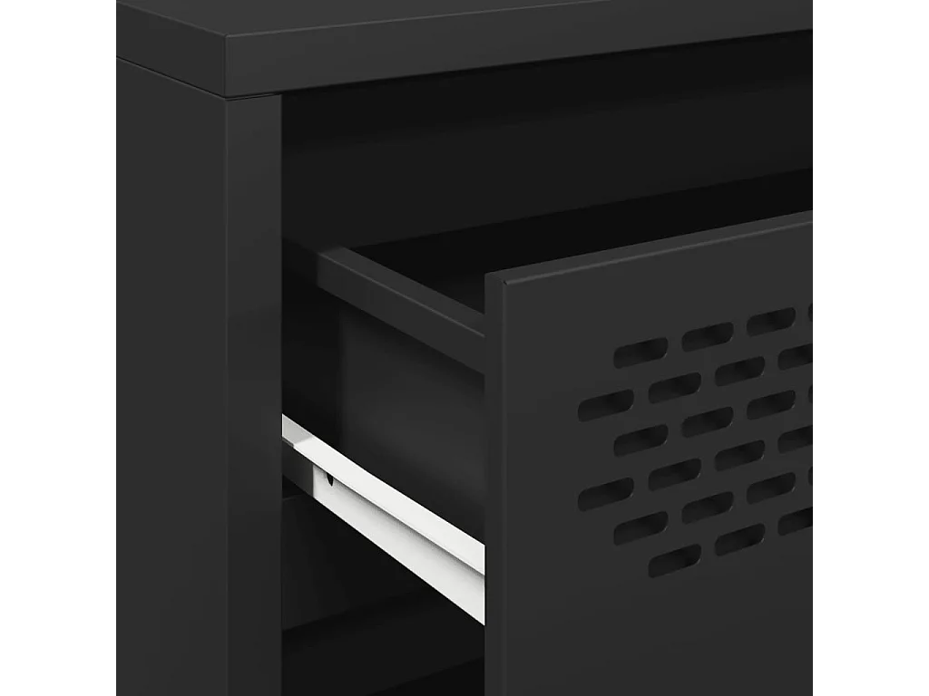 Credenza Nera 68x39x73,5 cm in Acciaio Laminato a Freddo