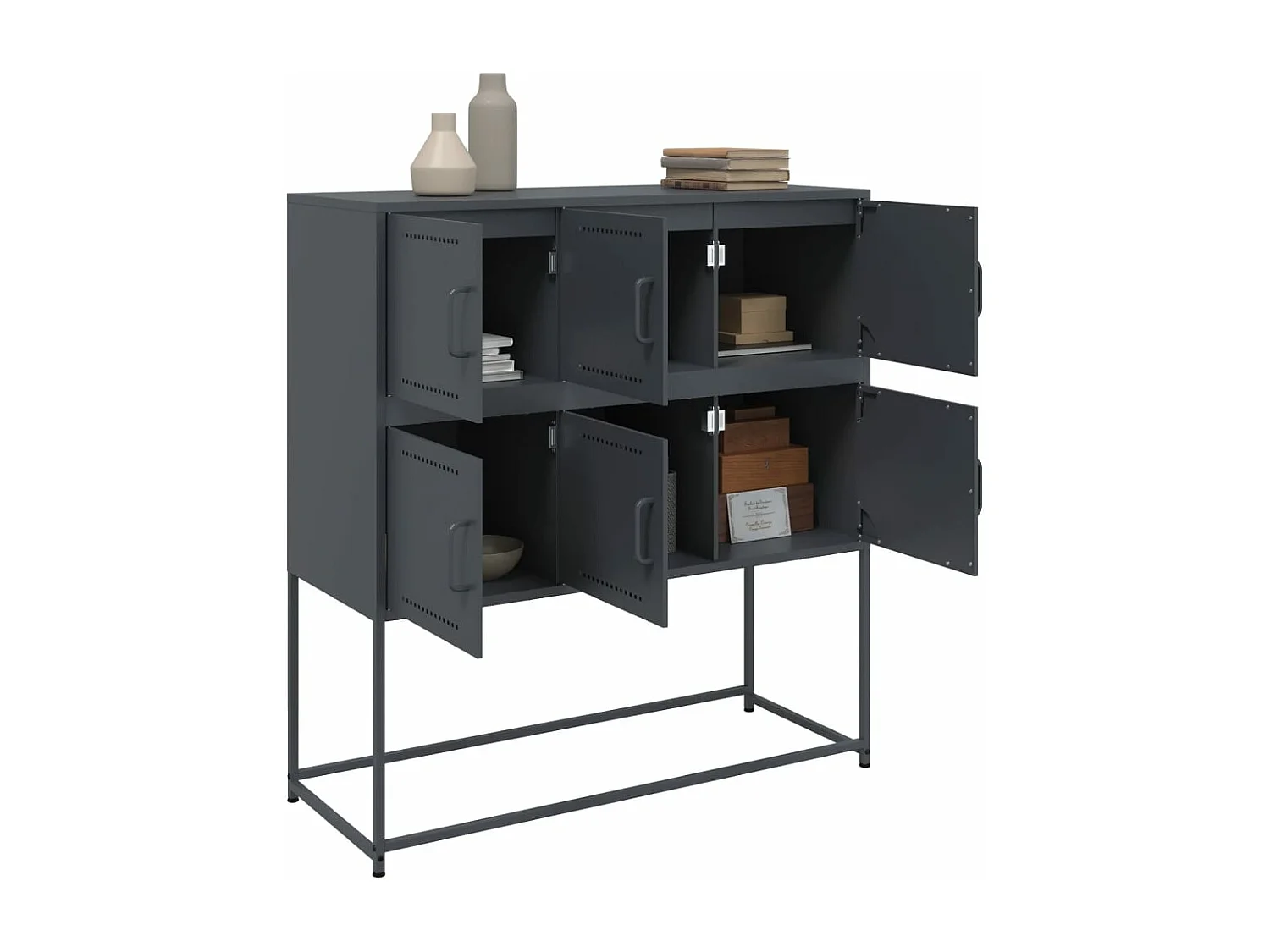 Buffet anthracite 100,5x39x107 cm acier