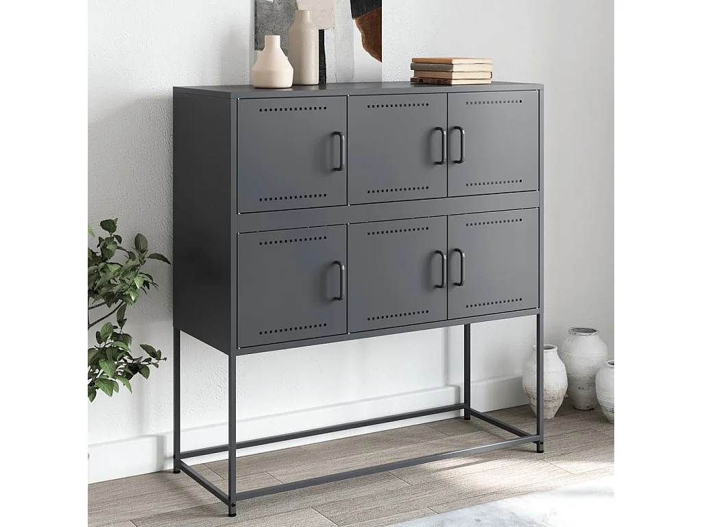Buffet anthracite 100,5x39x107 cm acier