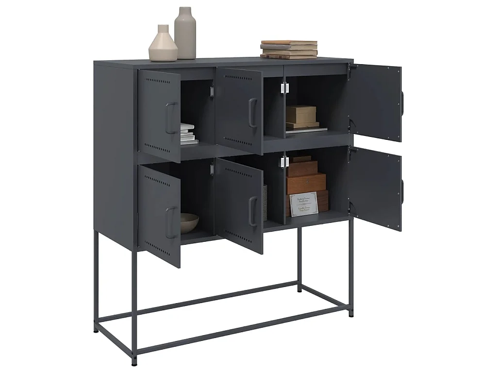 Buffet anthracite 100,5x39x107 cm acier