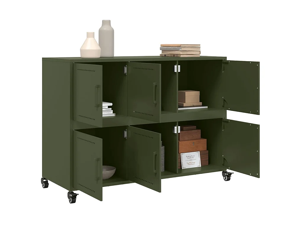 Buffet vert olive 100,5x39x72 cm acier