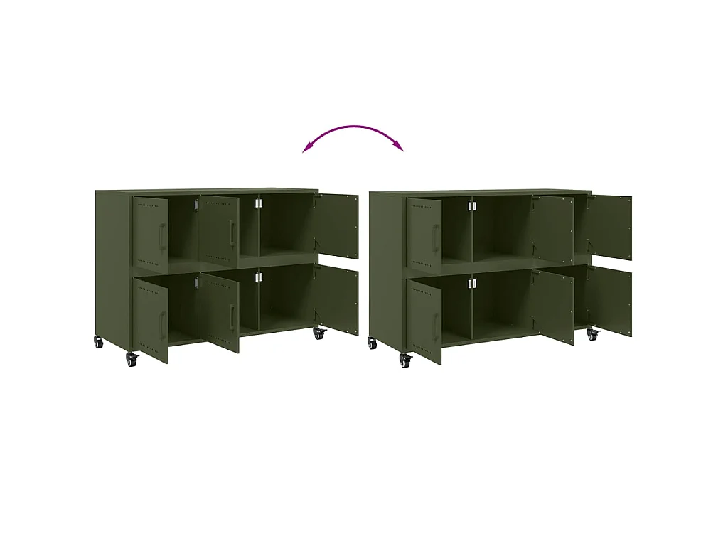 Buffet vert olive 100,5x39x72 cm acier