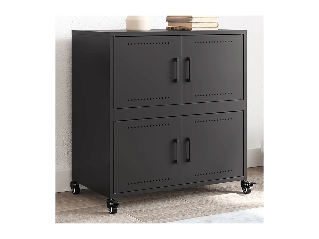 Buffet noir 68x39x72 cm acier