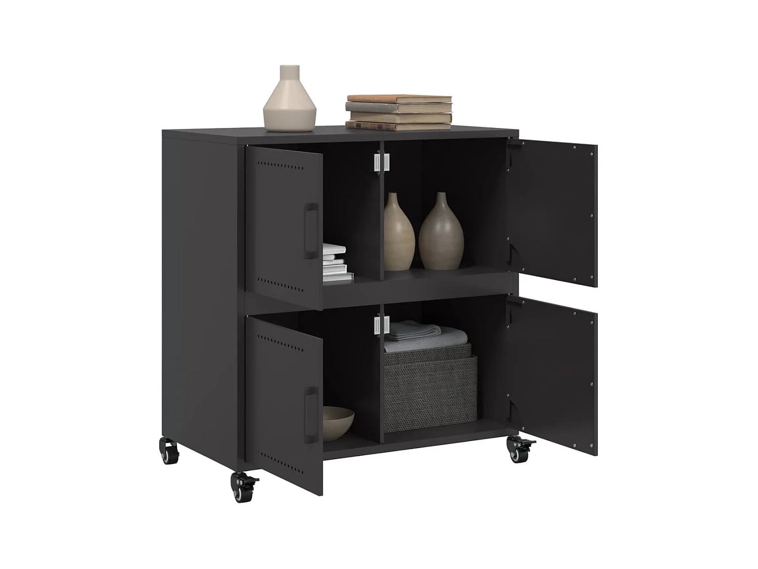 Buffet noir 68x39x72 cm acier